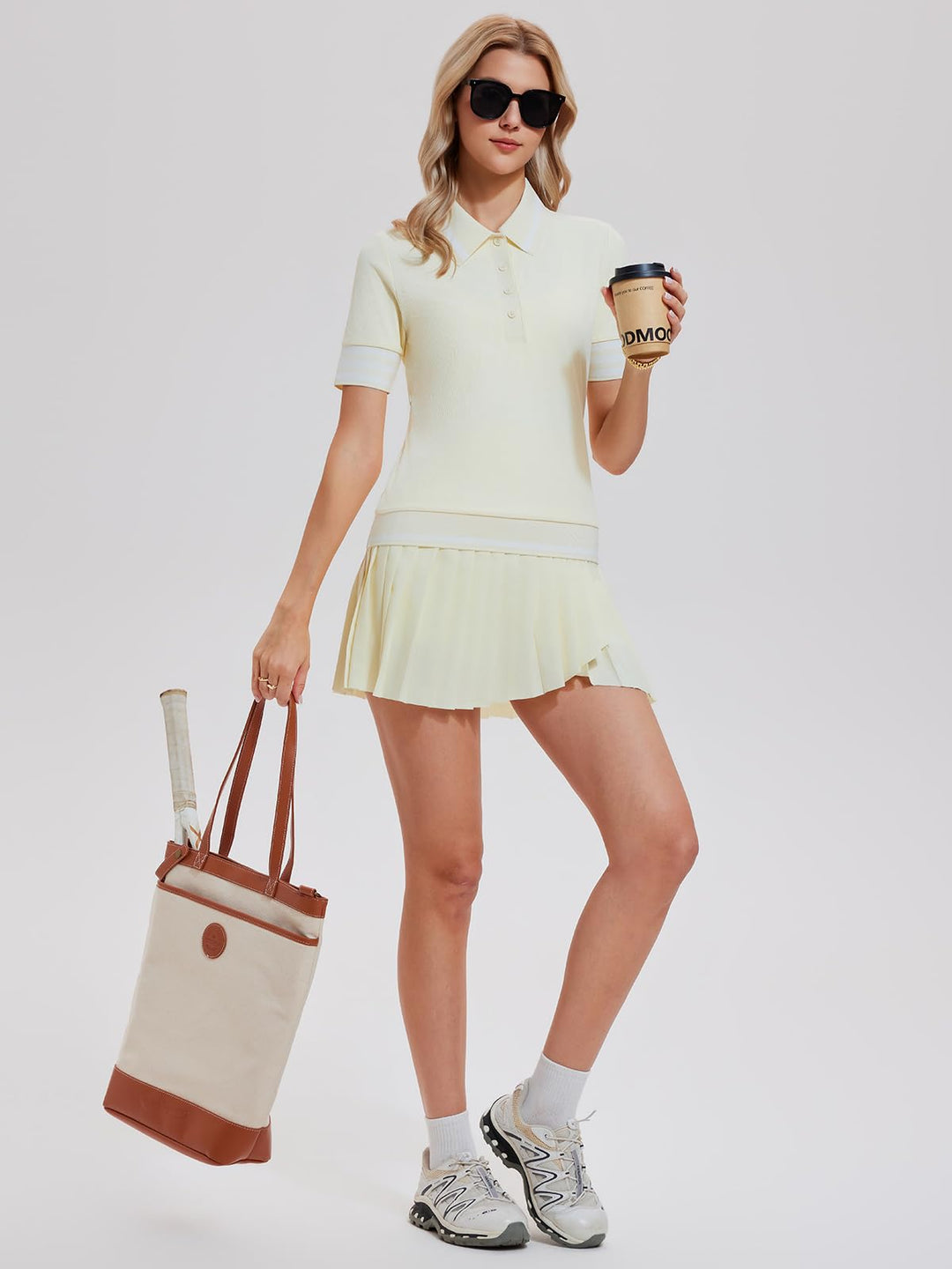 Women’s 2 Piece Tennis Skirt Set, Preppy Polo Top &amp; High Waisted Pleated Skort with Pockets, Athletic Golf Pickleball Outfit