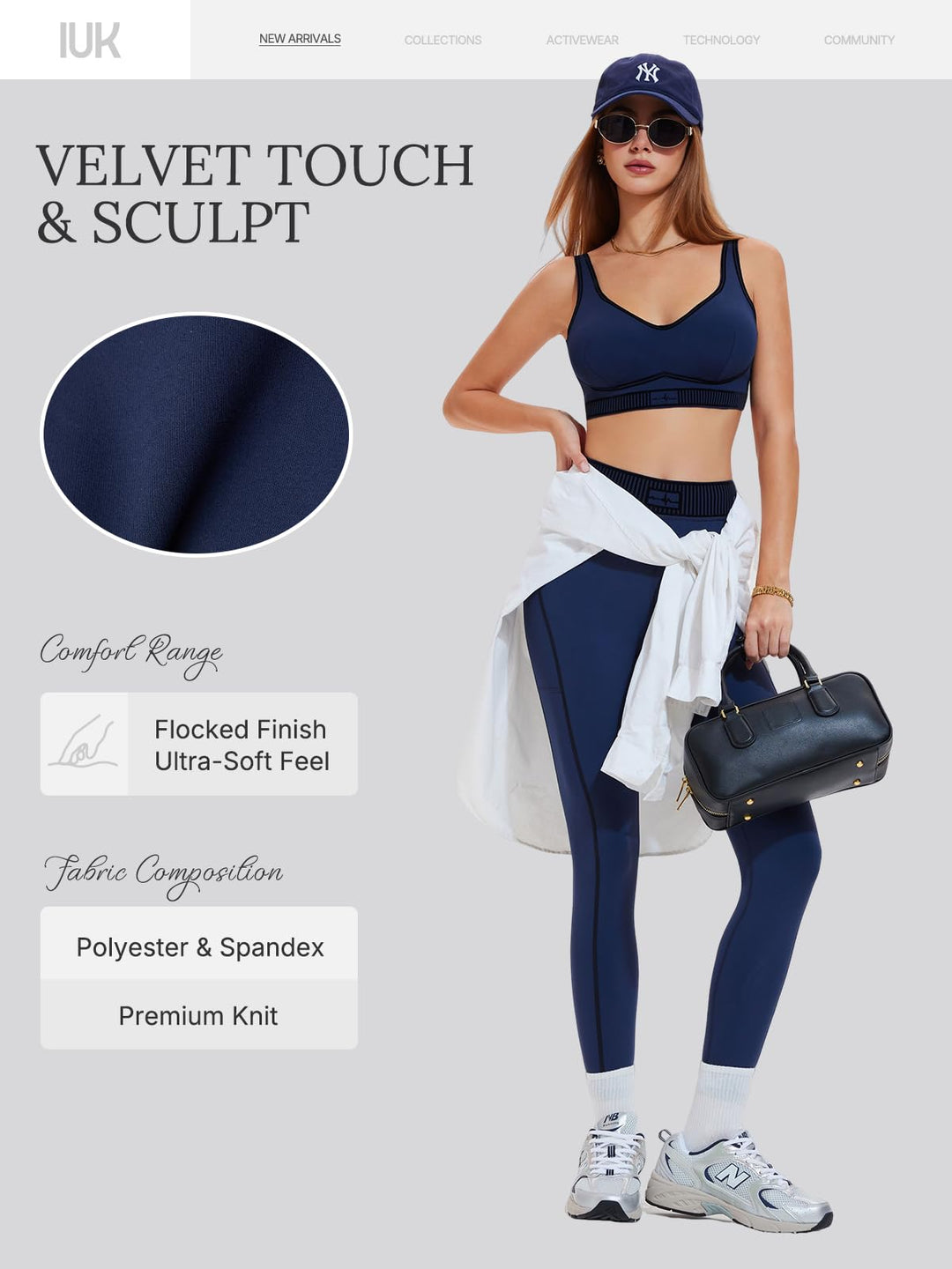 IUK Workout Sets for Women 2 Piece Matching Set Sport Plunge V Neck Bra Legging with Pockets Gym Travel Outfits Yoga Athletic