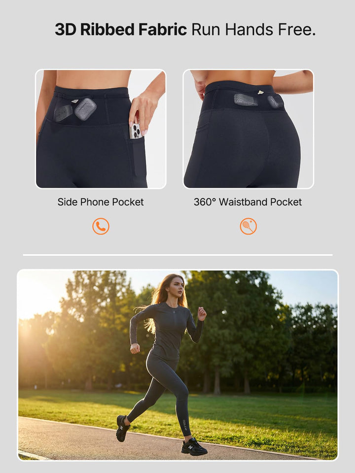 IUK Workout Sets for Women 2 Piece, Compression Running Set with Pockets Cool Dry Base Layer Long Sleeve Gym Track Suits