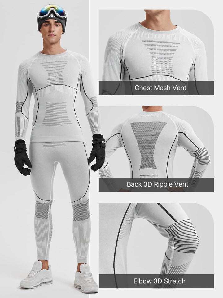 IUK Two Piece 7% Merino Wool Blend Base Layer Set Thermal Underwear Skiing Cold Weather Quick-Dry Moisture Wicking Breathable