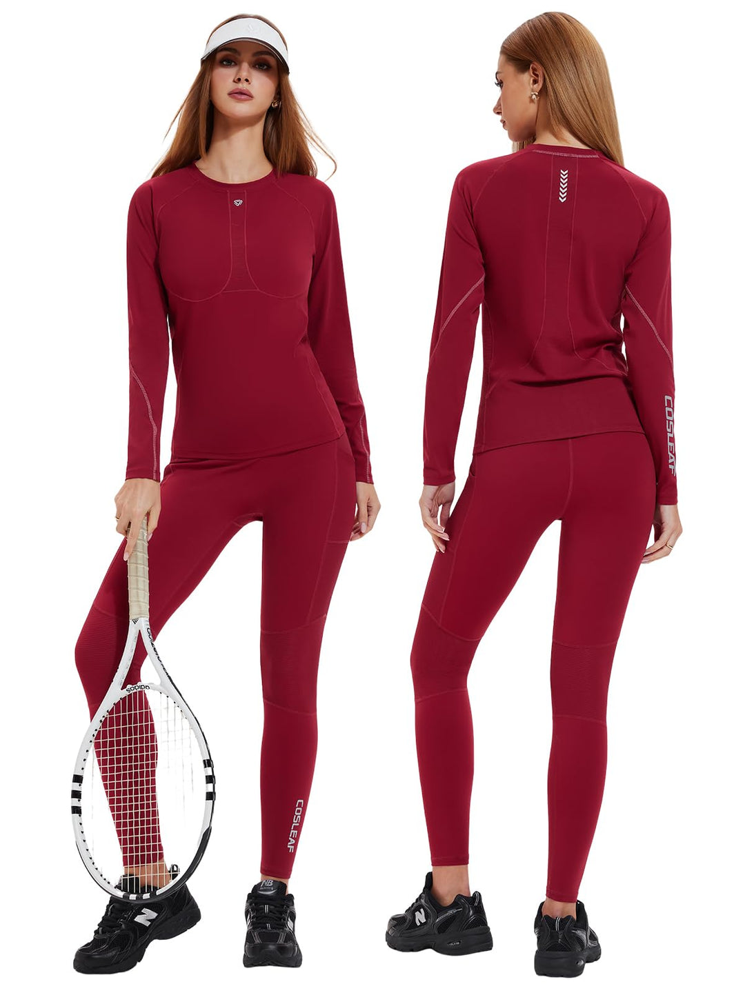 IUK Workout Sets for Women 2 Piece, Compression Running Set with Pockets Cool Dry Base Layer Long Sleeve Gym Track Suits