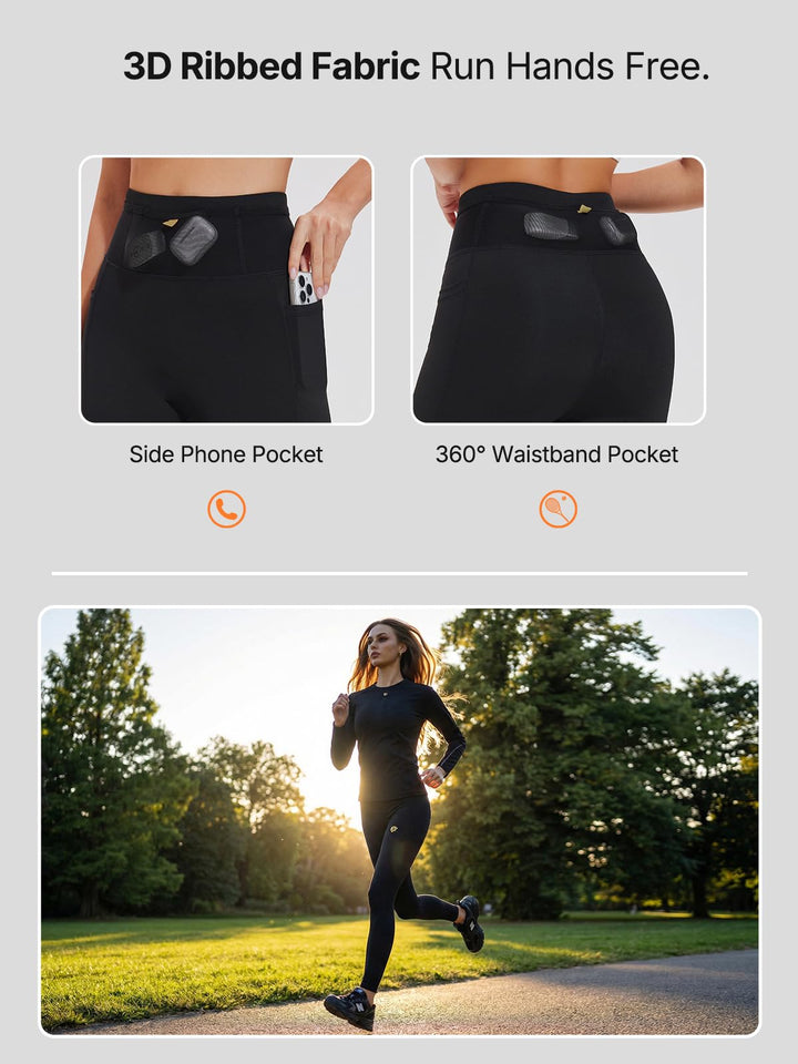 IUK Workout Sets for Women 2 Piece, Compression Running Set with Pockets Cool Dry Base Layer Long Sleeve Gym Track Suits