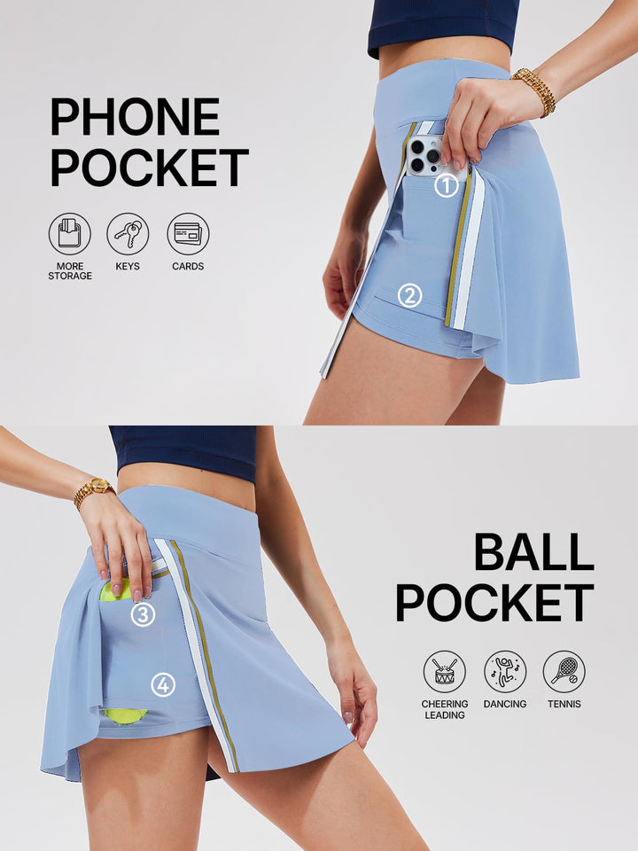 Women’s 2 Piece Tennis Skirt Set Colorblock V Neck Polo &amp; High Waisted Side Slit Skort Athletic Outfit for Pickleball Golf