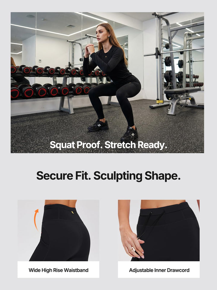 IUK Workout Sets for Women 2 Piece, Compression Running Set with Pockets Cool Dry Base Layer Long Sleeve Gym Track Suits