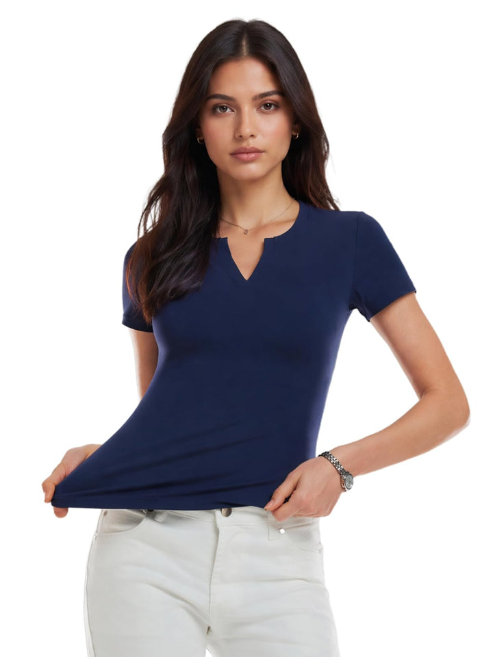 V Neck Compression Shirt Women Short Sleeve Workout Tops