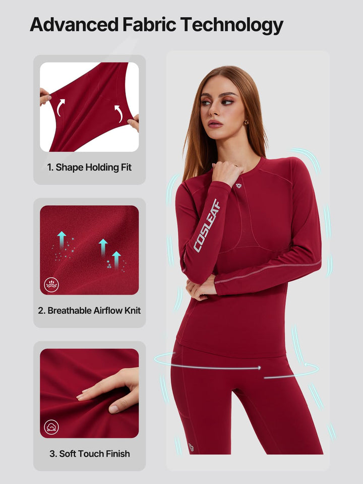 IUK Workout Sets for Women 2 Piece, Compression Running Set with Pockets Cool Dry Base Layer Long Sleeve Gym Track Suits