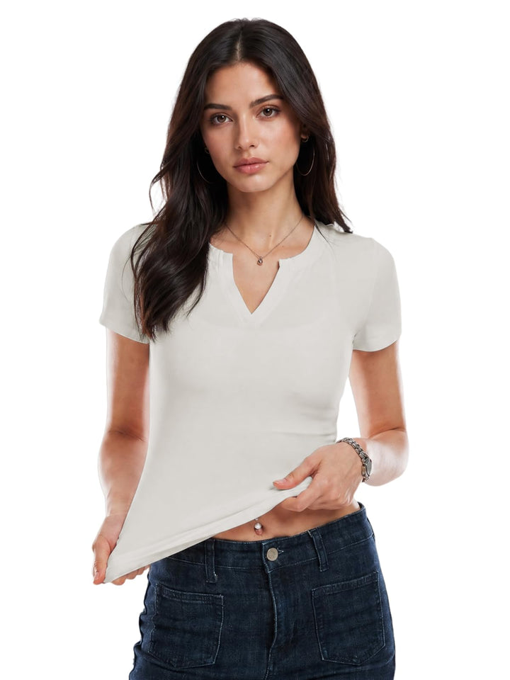 V Neck Compression Shirt Women Short Sleeve Workout Tops