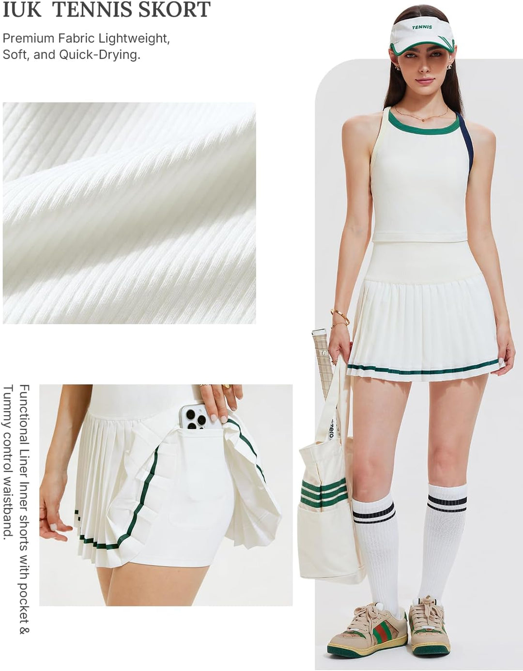 Tennis Skirt Set for Women 2 Piece Racerback Tank Top Golf Dress Activewear for Outfit Pickleball Athletic Workout
