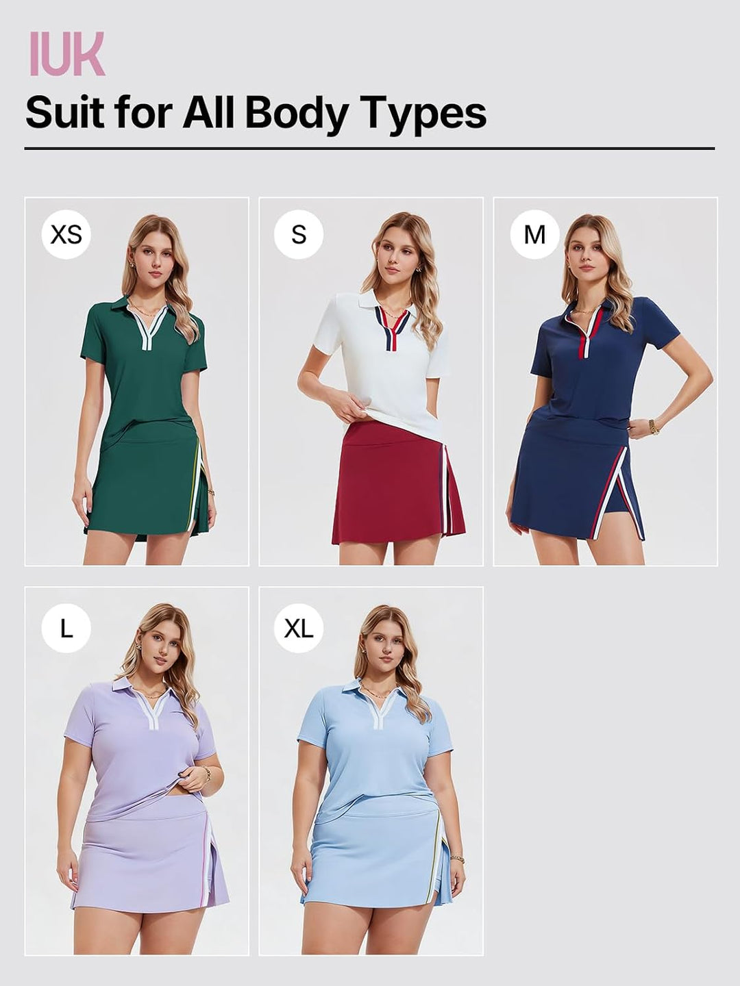 Women’s 2 Piece Tennis Skirt Set Colorblock V Neck Polo &amp; High Waisted Side Slit Skort Athletic Outfit for Pickleball Golf