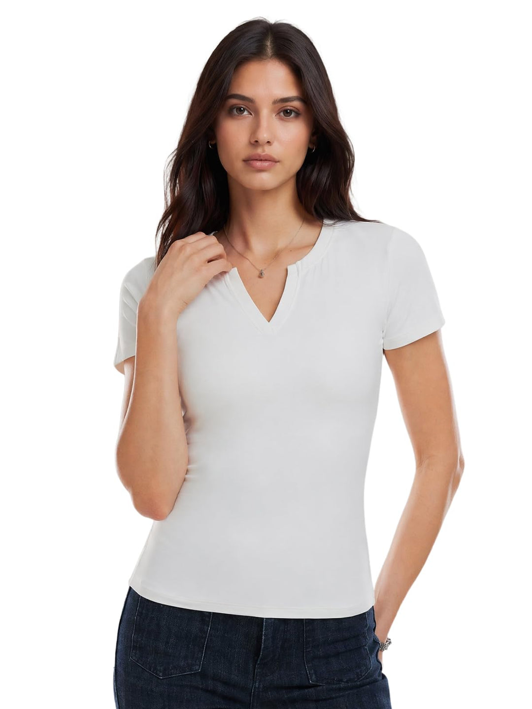 V Neck Compression Shirt Women Short Sleeve Workout Tops