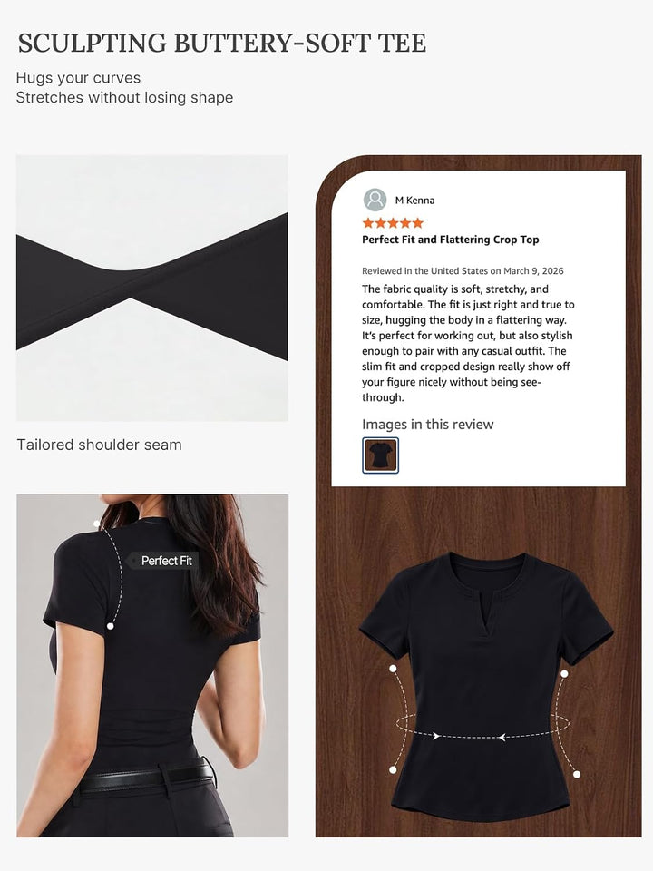 V Neck Compression Shirt Women Short Sleeve Workout Tops