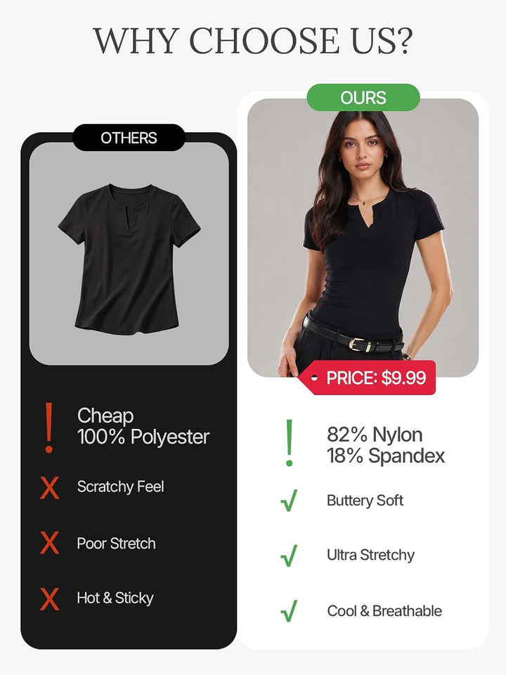 V Neck Compression Shirt Women Short Sleeve Workout Tops