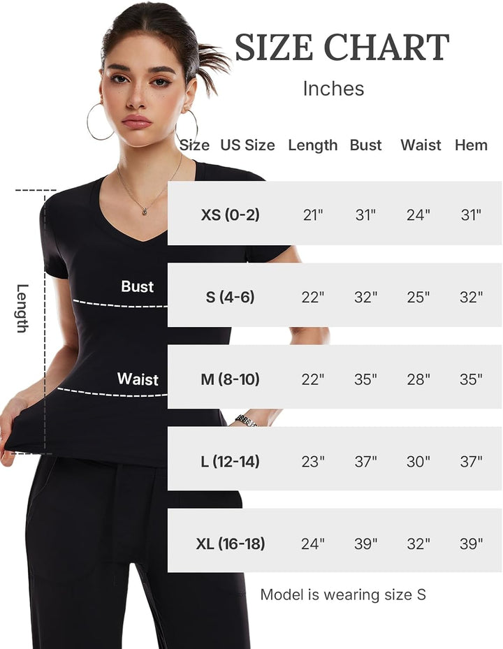V Neck Compression Shirt Women Workout Tops Short Sleeve Basic Tees