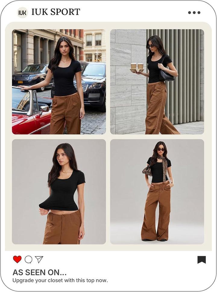 Scoop Neck Compression Shirt Women Short Sleeve Workout Tops