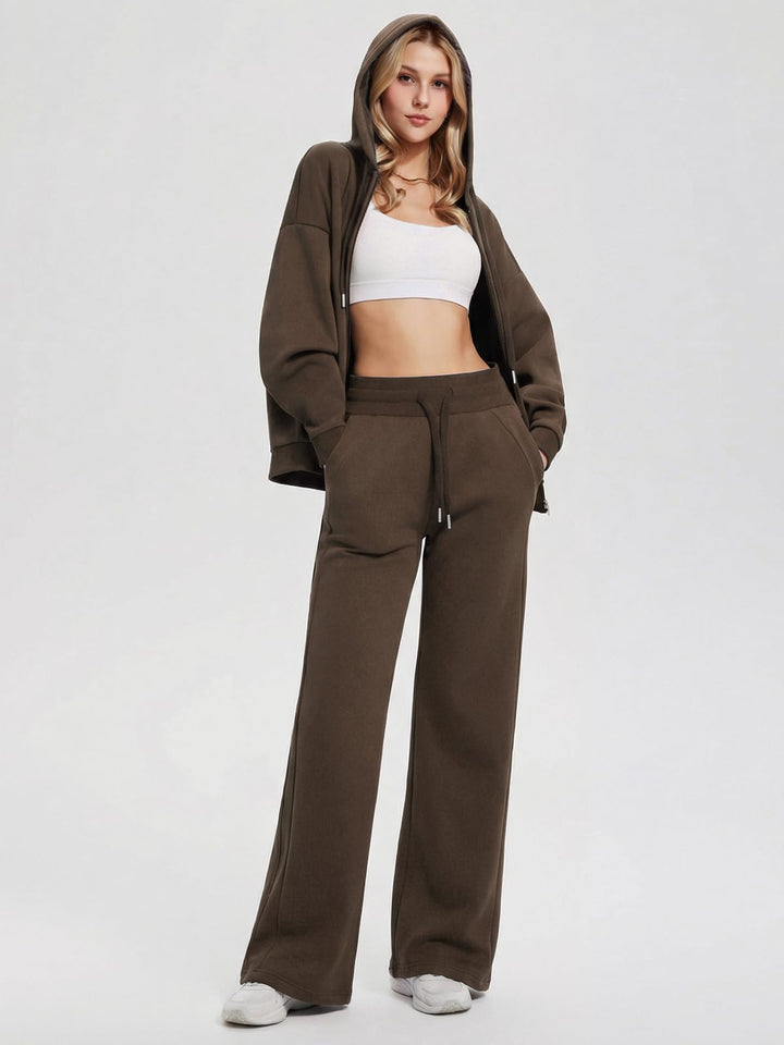 IUK Tall Women Oversized Sweatsuit Matching 2 Piece Set Fleece Tracksuit, Winter Lounge Airport Outfit (Runs Large)