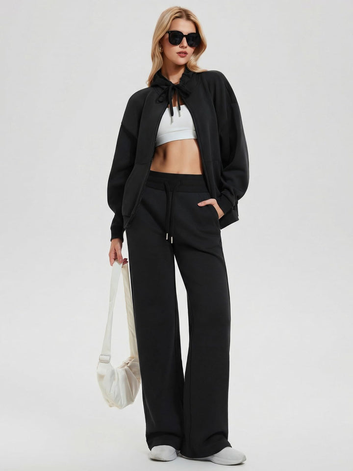 IUK Tall Women Oversized Sweatsuit Matching 2 Piece Set Fleece Tracksuit, Winter Lounge Airport Outfit (Runs Large)