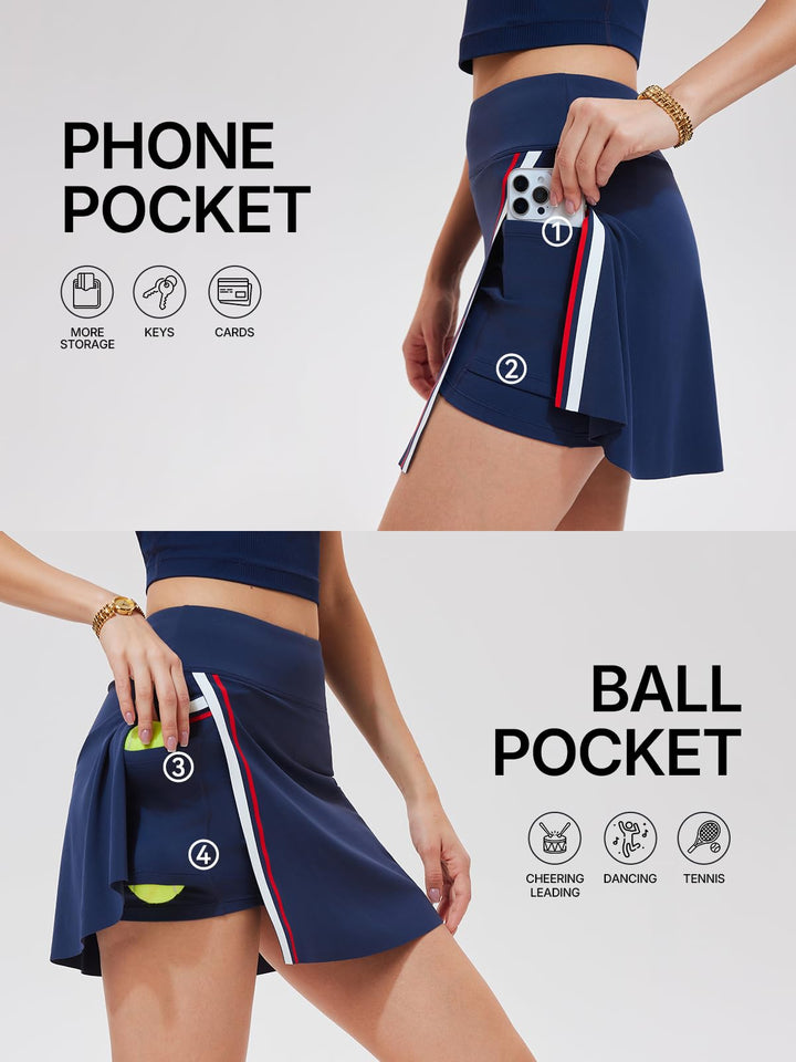 Women’s 2 Piece Tennis Skirt Set Colorblock V Neck Polo &amp; High Waisted Side Slit Skort Athletic Outfit for Pickleball Golf