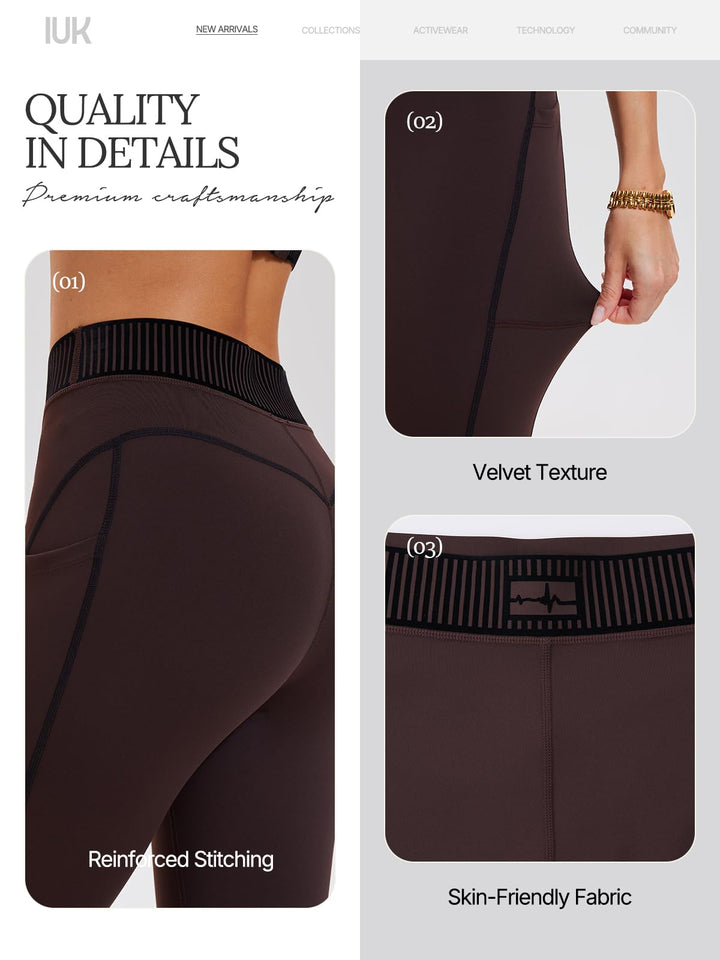 IUK Workout Sets for Women 2 Piece Matching Set Sport Plunge V Neck Bra Legging with Pockets Gym Travel Outfits Yoga Athletic