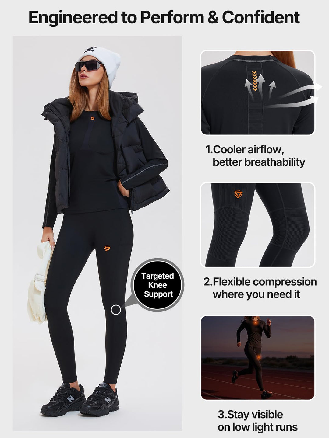 IUK Workout Sets for Women 2 Piece, Compression Running Set with Pockets Cool Dry Base Layer Long Sleeve Gym Track Suits