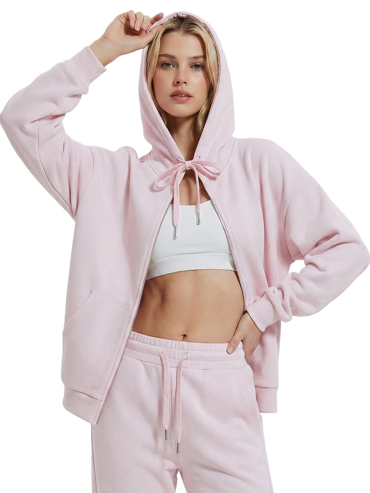 IUK Tall Women Oversized Sweatsuit Matching 2 Piece Set Fleece Tracksuit, Winter Lounge Airport Outfit (Runs Large)