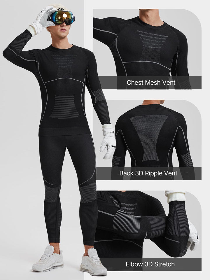 IUK Two Piece 7% Merino Wool Blend Base Layer Set Thermal Underwear Skiing Cold Weather Quick-Dry Moisture Wicking Breathable