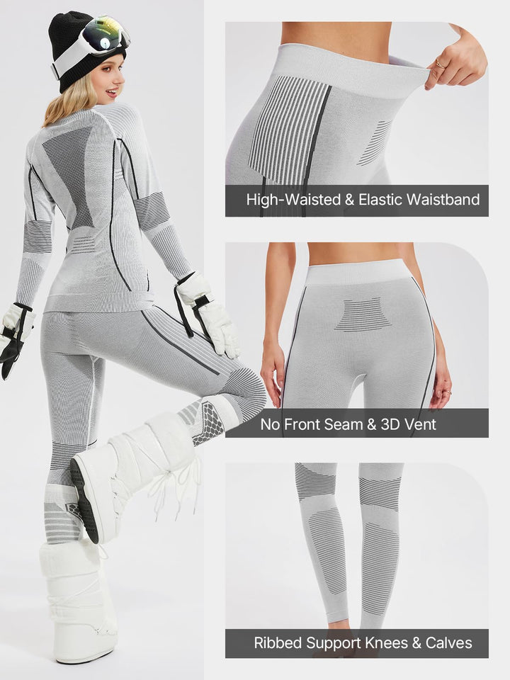 IUK Two Piece 7% Merino Wool Blend Base Layer Set Thermal Underwear Skiing Cold Weather Quick-Dry Moisture Wicking Breathable