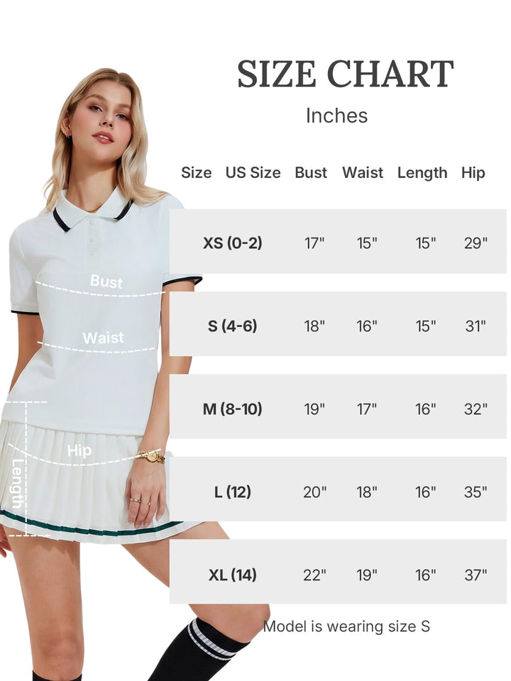 IUK Womens 2 Piece Tennis Skirt Set Polo Pleated Skort with Pockets Golf Pickleball Badminton Athletic Workout Outfit