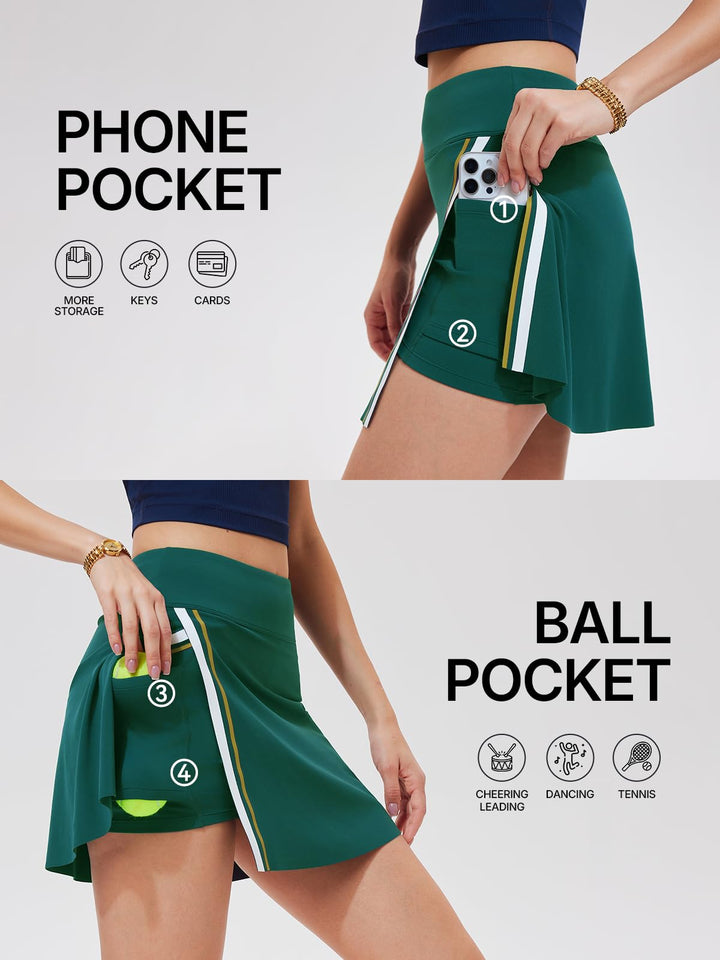 Women’s 2 Piece Tennis Skirt Set Colorblock V Neck Polo &amp; High Waisted Side Slit Skort Athletic Outfit for Pickleball Golf