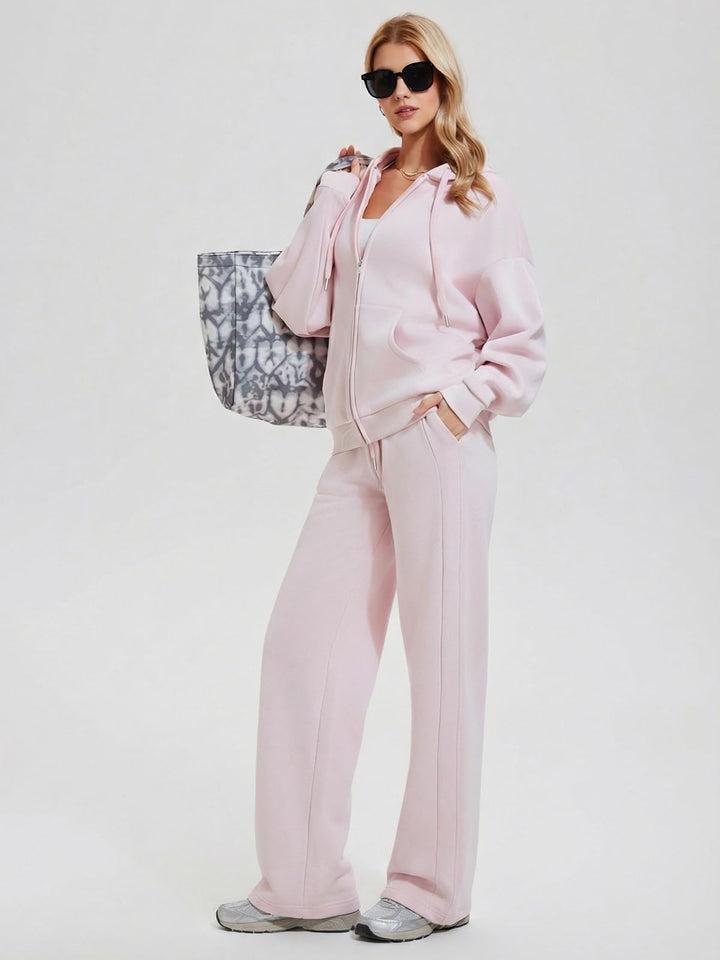 IUK Tall Women Oversized Sweatsuit Matching 2 Piece Set Fleece Tracksuit, Winter Lounge Airport Outfit (Runs Large)