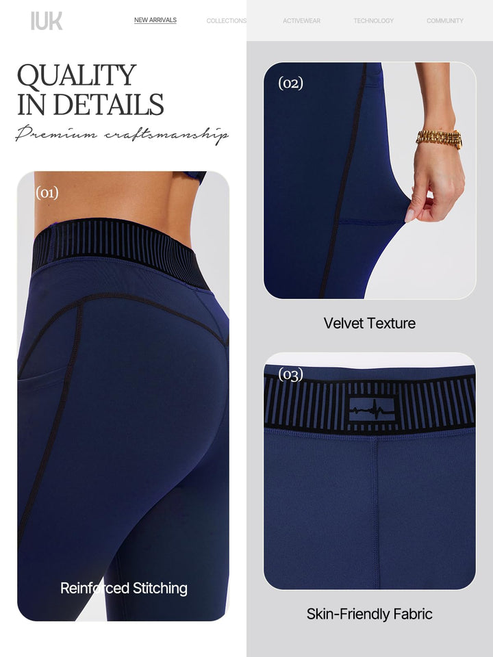 IUK Workout Sets for Women 2 Piece Matching Set Sport Plunge V Neck Bra Legging with Pockets Gym Travel Outfits Yoga Athletic