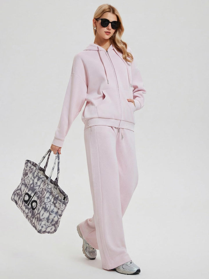 IUK Tall Women Oversized Sweatsuit Matching 2 Piece Set Fleece Tracksuit, Winter Lounge Airport Outfit (Runs Large)