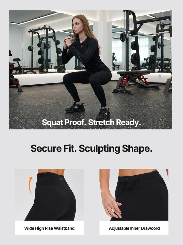 IUK Workout Sets for Women 2 Piece, Compression Running Set with Pockets Cool Dry Base Layer Long Sleeve Gym Track Suits