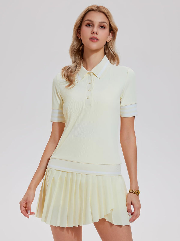 Women’s 2 Piece Tennis Skirt Set, Preppy Polo Top &amp; High Waisted Pleated Skort with Pockets, Athletic Golf Pickleball Outfit