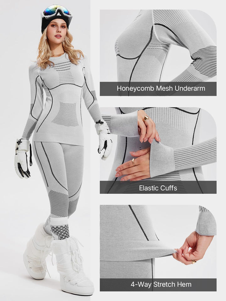 IUK Two Piece 7% Merino Wool Blend Base Layer Set Thermal Underwear Skiing Cold Weather Quick-Dry Moisture Wicking Breathable