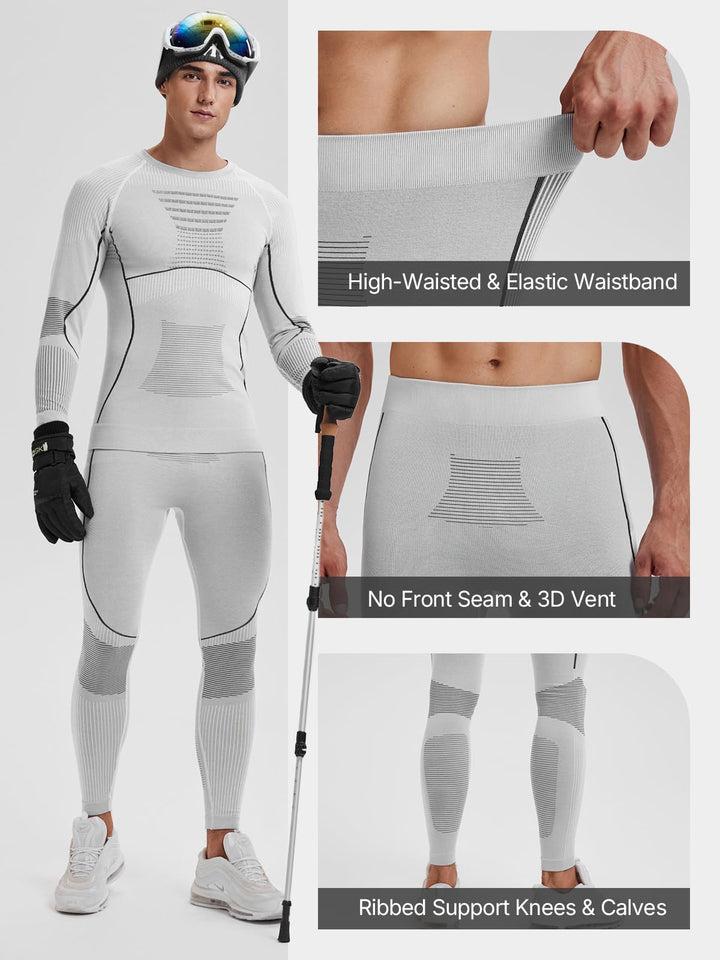 IUK Two Piece 7% Merino Wool Blend Base Layer Set Thermal Underwear Skiing Cold Weather Quick-Dry Moisture Wicking Breathable