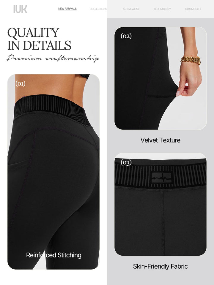 IUK Workout Sets for Women 2 Piece Matching Set, V Neck Bra Leggings with Pockets, Winter Gym Travel Outfits Yoga Lounge Fall